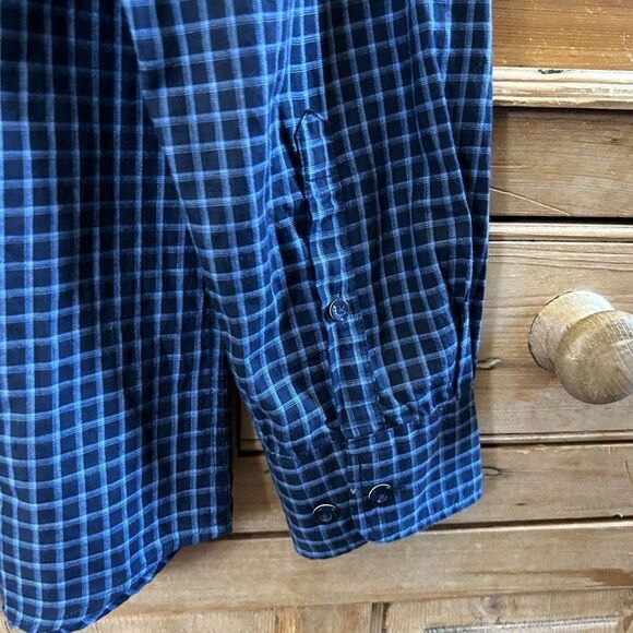 Rodd & Gunn Large Sports Fit Long Sleeve Button Front Shirt Navy Blue Plaid - Picture 10 of 12